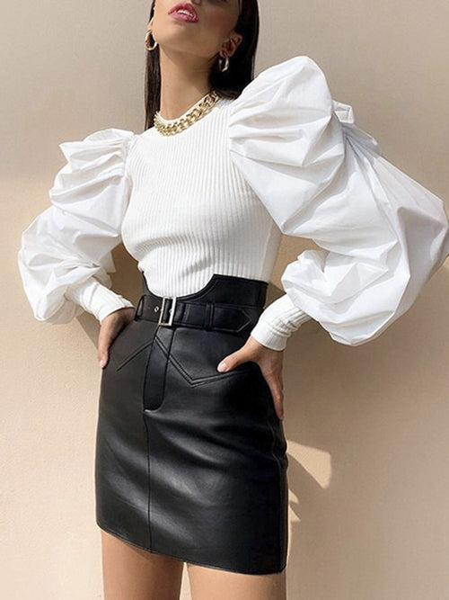 White Blouse with Puff Sleeve